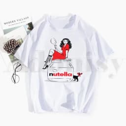 Cute Bread and Nutella Kawaii Aesthetic T Shirts Tops Tees Men Women Short Sleeve Casual T Shirt Streetwear Funny