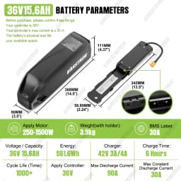 EBike Battery 48V 52V 36V Hailong 30A BMS Electric Bicycle Downtube Lithium Battery Pack For 1500W 1000W 750W 500W 250W Motor