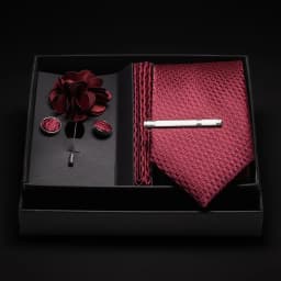 JEMYGINS New Designer Silver Gray Ties For Men Wedding Party Neck Tie Pocket Square Cufflink Pin Gift Box Set Gravat Accessories