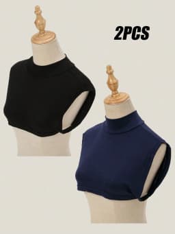 2/Pcs Modal Square Fake Collar Soft Elastic Modal Detachable Collar Solid Color Turtleneck High Inner Neck Cover Women Scarf