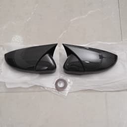 1Pair Rearview Mirror Cover For VW Jetta MK6 Passat B7 Scirocco Beetle CC Eos Black/Carbon Pattern Self-adhesive Side Mirror Cap