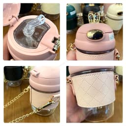 Cute Rabbit Ear Plastic Water Bottles With Straw For Girls Kids Portable Strap Student Bottle With Cup Cover Anti-drop BPA Free