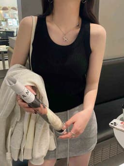 2026 Spring Summer Slim Fit All-Match Crop Top Women Tank Top Knit Camisole Solid Color Inner Wear Base Top