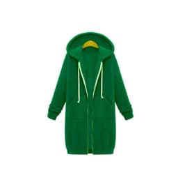 Long Zip Hooded Sweat Jacket For Women Drawstring Long Sleeve Outerwear With Side Pockets For Cold Season Daily Matching