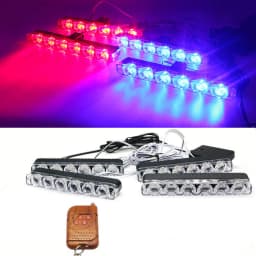 4Pcs White Yellow Grill Car LED Light Strobe Red Blue Emergency Remote Wireless Control Flash Signal Fireman Beacon Warning Lamp