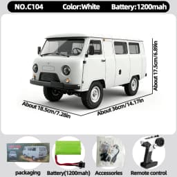 WPL C104 1:12 4WD Off‑Road Van Truck RC Car Four‑Wheel Drive UAZ‑452 Simulated RC Model Vehicle Electric Toy Car for Boys Adults