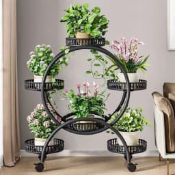 Floor Standing Mobile Plant Rack with Wheels Epipremnum Pot Stand Iron Multi-Layer Balcony Flower Shelf Storage Organizer