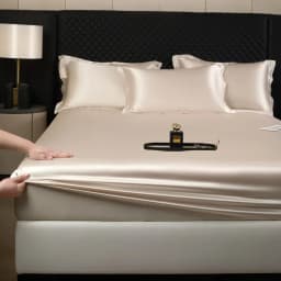 3 Pcs High End 100% Mulberry Silk Fitted Sheet Set with Pillowcase Luxury Solid Color Silk Bedsheet Soft Smooth Satin Bed Linen