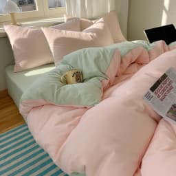 Cotton Bedding Set 4pcs with Solid Bed Sheet Duvet Cover Pillowcases Single Couple Bedsheet King Queen Double Twin Size