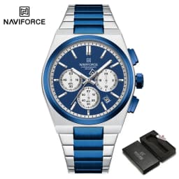 NAVIFORCE Fashion Quartz Watches for Male 3ATM Waterproof Chronograph Clocks Date Display Steel Strap Business Man's Watch Gifts