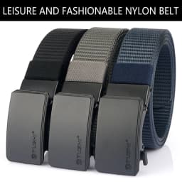 TUSHI New Nylon Belt Metal Automatic Buckle High Quality Men's Jeans Leather Belt Business Work Outdoor Tactical Belt for Men