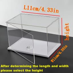 1pc Clear Acrylic Display Case,Display Box Stand with White Base,with Door, Dustproof Protection Showcase for Collectibles