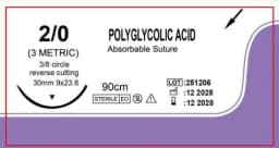 Veterinary Absorbable Sutures, Polyglycolic Suture (0/2/3/4 Medical Suture) (12 Pcs/90cm Round/Reverse Suture Thread)