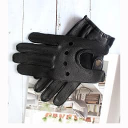 Motorcycle Riding Deerskin Gloves Men's Single-Layer Thin Fashion Hollow New Spring and Autumn Car Driving Driver Leather Gloves