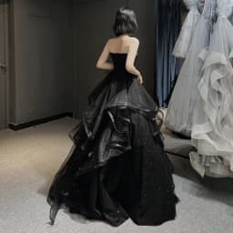 Temperament Black Elegant Wedding Party Dresses Strapless Tiered Draped Graduate Robe 2025 New Ball Gown Formal Dress Quinceaner
