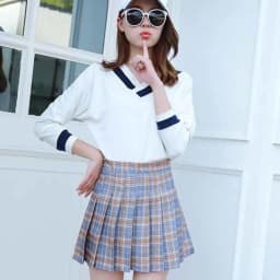 Pleated Skirt Female Student Korean Style Spring Summer Y2k New High Waist Slimming College Style A- Line Pink Plaid Skirt Women