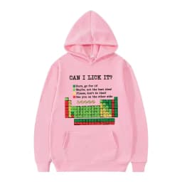 Funny Periodic Table“Can I Lick It? Chemistry Print Hoodie Men Women Casual Hoodies Long Sleeves Hip Hop Vintage Sweatshirts Top