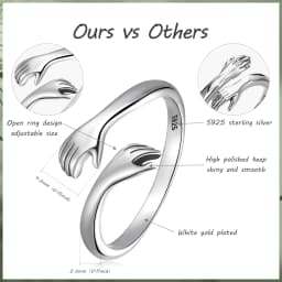 BISAER 925 Sterling Sliver Hand Hug Open Ring Heart Forever 3 Colors Rings Plated Platinum For Women Party Wedding Fine Jewelry
