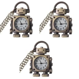 Vintage Robot Shape Arabic Numerals Round Dial Quartz Pocket Watch Pendant Decorated with Cute Keychain Bag Charm for a Party