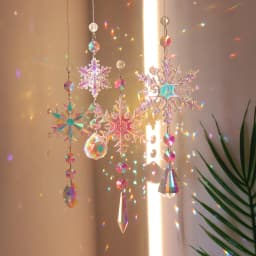 Crystal Suncatchers for Window Hanging Wind Chime Style Garden Sun Catchers with Crystals Rainbow Maker Indoor Outdoor Decor