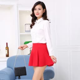 plus Size Summer Short Skirt for Square Dance And Sailor Dance High Waist A-Line Pleated Skirt Style Color Polyes...