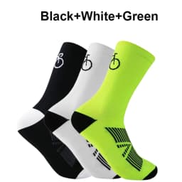 3 Pairs Cycling Socks Men Breathable Mesh Road MTB Bike Socks Bicycle Pattern Mid Tube Outdoor Sport Racing Socks Running Stripe
