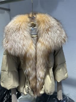 OFTBUY New Duck Down Jacket Winter Coat Women Super Large Real Silver Fox Fur Collar Jacket Knit Sleeve Fashion Luxury Outerwear