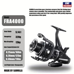 CAZULO New dual brake spinning wheels, seamless slanted mouth wire cup front and rear brakes, long throw carp wheels