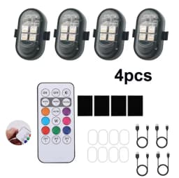 2/4/6pcs Wireless Remote Control LED Strobe Light for Car Auto Motorcycle Bike Drone Scooter Anti-collision Warning Lamp Flash