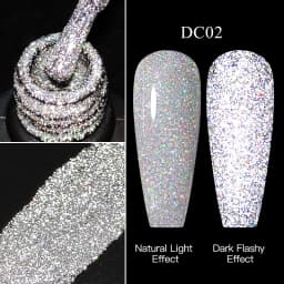 Mtssii Reflective Glitter Gel Pink Sparkling Sequins Gel Nail Polish Soak Off UV Nail Gel Semi-permanent Nail Art Decoration