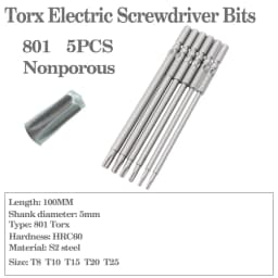 8pcs-11pcs 60mm/100mm long Torx screwdriver bit 800/801/802 electric screwdriver bit 4mm/5mm/6mm handle Screwdriver accessories
