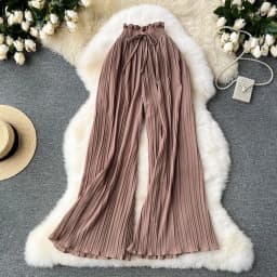 Women Long Pants Wide Leg Pant Solid Loose Y2k Casual Lace Up Tight High Waist Capris Regular Pleated Trousers Summer 2026