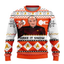 Jean-Luc Picard Star Trek Christmas Style Anime Movie Crew Ugly Christmas Hoodie Cosplay Costume Men's and Women's Fashion Top
