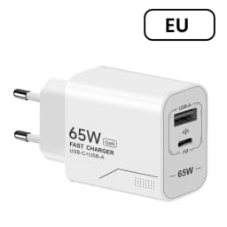 Lenovo Universal Charger PD 65W All-Protocol Smartphone Charger A+C Multi-Port Charger with EU/US Adapter and 1m Data Cable