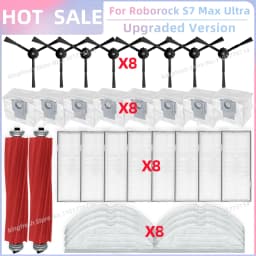 Fit for Roborock S7 Max Ultra Q100TSC Parts Main Roller Side Brush Hepa Filter Mop Pad Cloth Dust Bag Replacement Accessories
