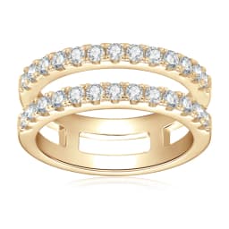 OXTAO Double Row Half-eternity Rings Couple Anniversary Gifts Certified 2mm D Moissanite Wedding Ring Jewelry 14K Gold Filled
