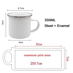 Customized Enamel Mug Print with LOGO Photo and Text, Office Water Cups, Personalize Name, Breakfast Milk Tea Coffee Cup, 350ml