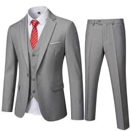 ( Blazer + Vest + Pants ) Men's Suit Slim 3 Pieces Set Solid Wedding Party Prom Groom Best Male Formal Business Suit