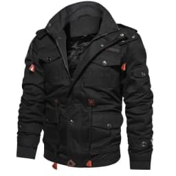 Men Fleece Fur Lined Thick Mid-Length Cotton Jacket Long Sleeve Autumn Winter Casual Jackets