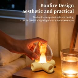 Mini Campfire Simulation Flame Night Light USB Rechargeable Table Lamp LED Candle Lamp Bedroom Decor Atmosphere Lamp Gift