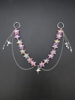 Iridescent Detachable ITA Bag Double Chain Star Heart Pendant DIY Bag Decorative Chain Pain Bag Charm Fashion Waist Chain