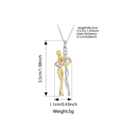 BAMOER 925 Sterling Silver Two-tones Hug Necklace, Detachable Mother and Child Pendant for Family Special DIY Love Jewelry