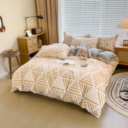 100% Cotton Brushed Quilt Cover Nordic Plaid Thickened Duvet Covers Soft Skin-Friendly Comfortable Single Double Blanket Cover