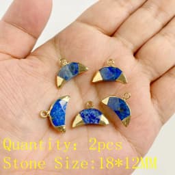 2PCS Natural Blue Lapis Lazuli Stone Gem Pendant Connector Charm For DIY Woman Men Jewelry Making Accessory Wholesale