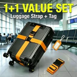 2 Pieces/Set (1 Luggage Strap and 1 Tag), Tsa Bright-Colored Luggage Strap, Luggage Rope, Freely Adjustable Length for Checked Baggage Reinforcement, Suitable for Suitcases/Handbags, Travel Luggage Enhancement Accessories (Quickly Identify Luggage), Freely Adjustable Length for Checked Baggage Reinforcement, Halloween/Christmas Gift