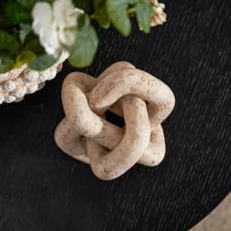 3 Link Knot Decor Beige Travertine Chain Link Objects for Home Living Room Farmhouse Bedroom Shelf Entryway Coffee Table