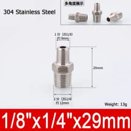 1-10pcs Nipple Connector 1/8"1/4"3/8" 1/2" 3/4"1" Stainless Steel Double Male Thread Equal/Reducing Connector Length 30-100mm