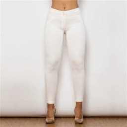 Shascullfites Melody Women's Skinny Pants Solid Color Stretch Slim Pencil Trousers Push Up Pants Sculpture Pants