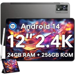 OUKITEL OT5S Android 14 Tablet - 12 Inch 2K Display, 24GB+256GB, 8250mAh, 16MP/4G Dual SIM/5G WiFi/TÜV/GPS/Includes Pen and Case