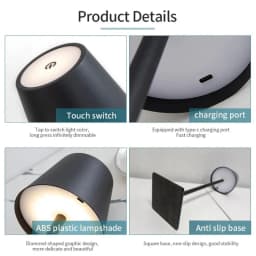 Wireless Table Lamp LED Wine Bottle Base Rechargeable Vases Light Touch Switch Bar Dining Lamp
